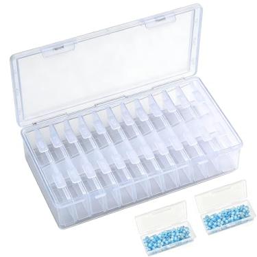Imagem de GonGieie Caixa organizadora de 24 peças, recipientes de armazenamento de plástico transparente com tampa articulada, organizadores de artesanato e caixa de armazenamento para joias, arte de unhas