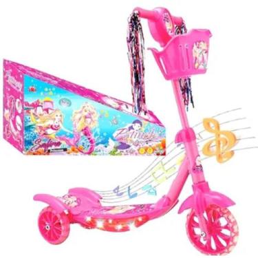 Imagem de Patinete Rosa Infantil Com Tema De Sereia - Toy King