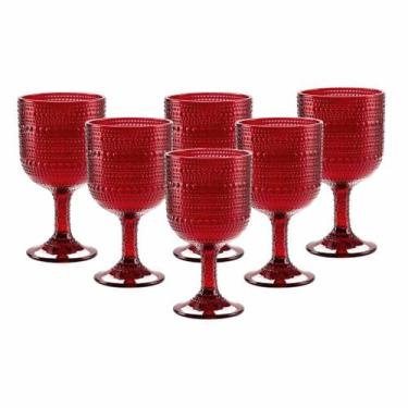 Imagem de Jogo C/ 6 Taças de Vidro Pérola Rubi 390ml Mesa Posta Bebidas Água Suc
