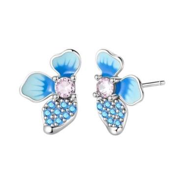 Imagem de Brincos De Estrela Do Mar Coloridos Em Prata Esterlina 925, Joias Fina