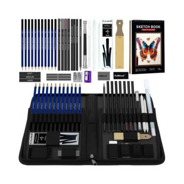 Imagem de Conjunto De Desenho Em 3 Cores: Lápis De Grafite E Carvão Para Sombrea