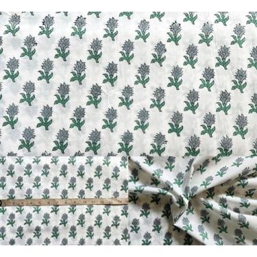 Imagem de Tecido 100% algodão impresso à mão por The Yard pré-cortado 106 cm de largura – Tecido premium para costura, suprimentos de estofamento e suprimentos de costura (estampa cinza Sheffield branco