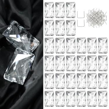 Imagem de Kolnlala Pacote com 30 prismas de cristal transparente com 2 furos, peças de reposição de lustre de cristal K9 de 5 x 3 cm, pingentes de vidro de corte fino para apanhadores de sol e artesanato de