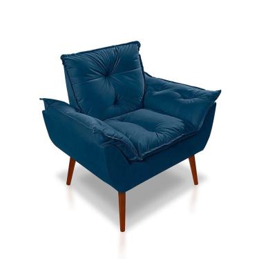 Imagem de Poltrona Opala Luxo Suede Azul Marinho