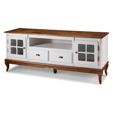 Imagem de Rack De Madeira Com 2 Portas Vidro, 2 Gavetas E Nicho Hannover - M560812 Garapa - Verniz