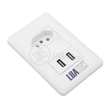 Imagem de Tomada De Parede 1 Entrada Fonte 2 Usb 5v 10a Bivolt