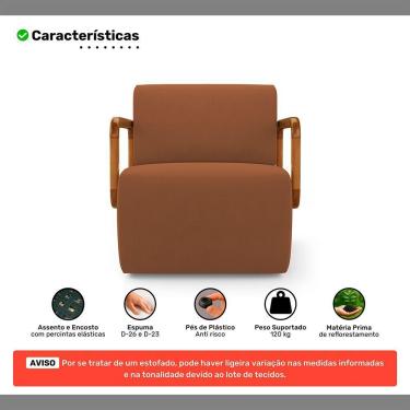 Imagem de Kit 02 Poltronas Decorativas Orgânica Living Kavya Veludo Terracota - Desk Design