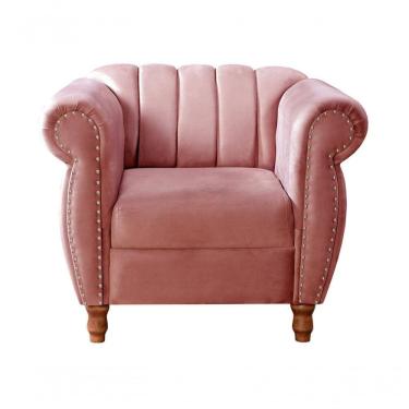 Imagem de Poltrona Realeza Suede Rosa 280 - Bella Decor