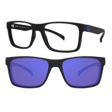 Imagem de Armação de Óculos Hb 0339 10103390243033  Fosco Clip On Azul Espelhado Polarizado-Masculino