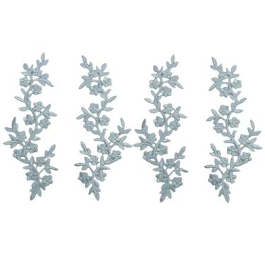 Imagem de Remendos de flores bordados, aplique de tecido, folha de prata dourada, adesivos para roupas, vestidos, Cheongsam, cortina faça você mesmo, reparo de costura artesanal, 2 pares (estilo 1 (prata))