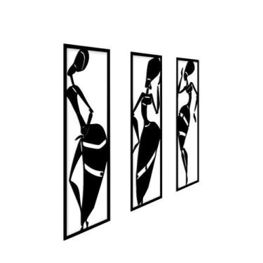 Imagem de Conjunto 3 quadros de dança alto relevo 32x31cm sala - JABB