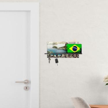 Imagem de Brasil Porta Chaves Parede Pendurador Decorativo Mdf - JABB