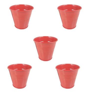 Imagem de 5 Mini vaso cachepot metal decoração vasinho festas vermelho - Rio Tij