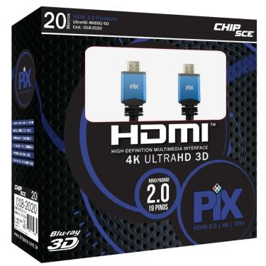 Imagem de Cabo HDMI 2.0 4K UltraHD 19 018-2020, 20 metros PIX