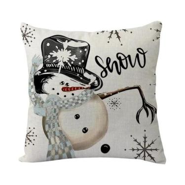 Imagem de Capa De Almofada De Linho 45x45cm Feliz Natal Decoração De Inverno Par