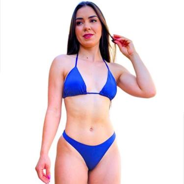 Imagem de Biquíni Feminino Canelado Asa Delta Cortininha Liso Proteção Uv Moda P