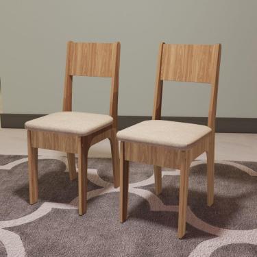 Imagem de Kit 2 Cadeiras Estofadas - Freijó/Bege