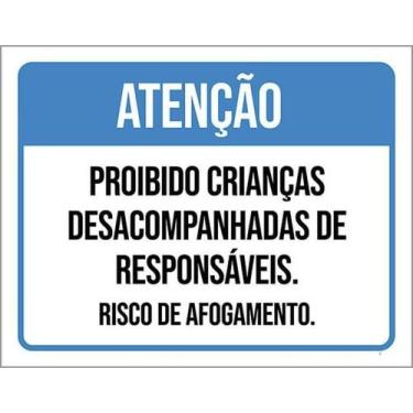 Imagem de Placa Proibido Crianças Desacompanhadas Azul 36X46 - Sinalizo