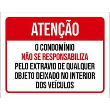 Imagem de Placa Aviso Condomínio Não Se Responsabiliza Extravio - Sinalizo