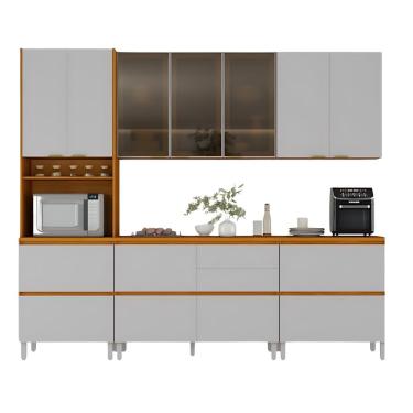 Imagem de Armário De Cozinha Completa 10 Portas 6 Gavetas Lais Madeirado/fendi Madeirado / Fendi