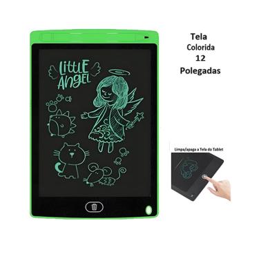 Imagem de Lousa Mágica Tablet Lcd Verde De 12" Lousa Mágica Com Botão De Apagar Desenhar E Anotar