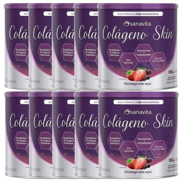 Imagem de Kit 10X Colágeno Skin - 300g Morango Com Açaí - Sanavita-Masculino