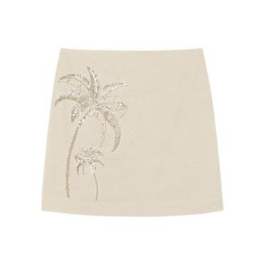 Imagem de Saia Curta De Cintura Alta Com Bordados E Paetês-Feminino