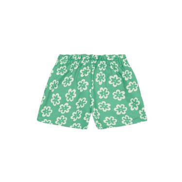 Imagem de Shorts infantil menina em moletinho florido Brandili -Verde