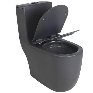 Imagem de Vaso Sanitário Monobloco Roma SAN 012 de Piso Dual Flush Grafite