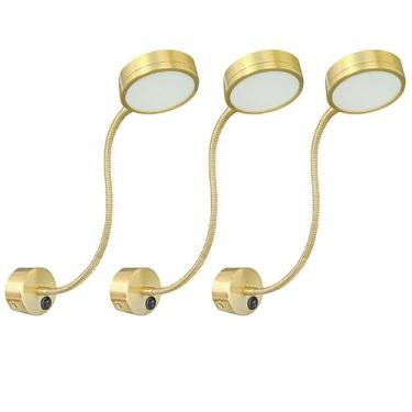 Imagem de 3 Arandela Cabeceira Leitura Direcionável Led Circular Bet72 - Acende 