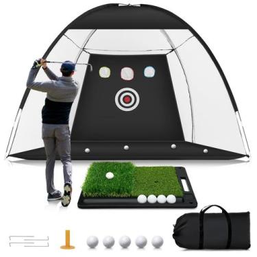 Imagem de Rede de prática de golfe Ywitio 3 x 2 m com tapete e bolas