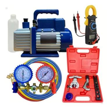 Imagem de Kit Básico P Refrigeração Ar Condicionado Com Bomba De Vácuo e Maleta 