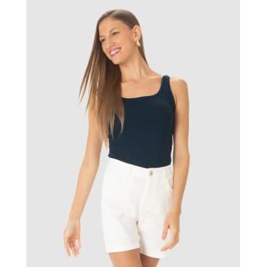 Imagem de Regata Básica Feminina Alça Média Em Algodão - Malwee, Azul escuro, P