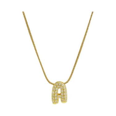 Imagem de Colar Feminino Banhado a Ouro 18K Com Zircônias E Letra Inicial Em Des