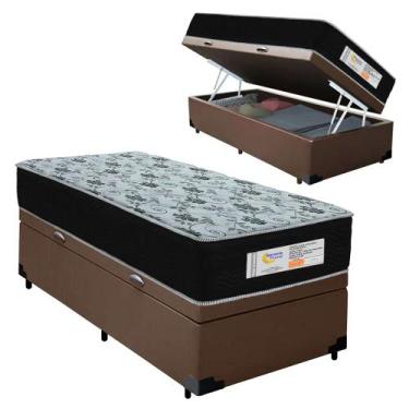 Imagem de Cama Box Baú Solteiro Sintético + Colchão Molas Ensacadas SerenePrime 
