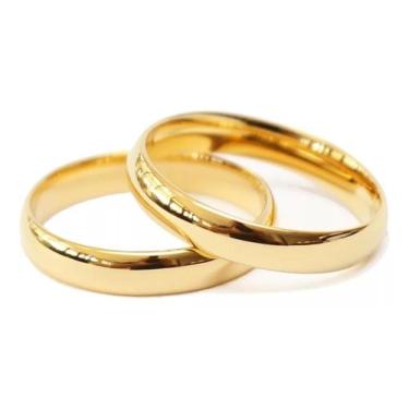 Imagem de Par de Alianças de  Compromisso Namoro Casamento Aço Inox 4mm Anatômic