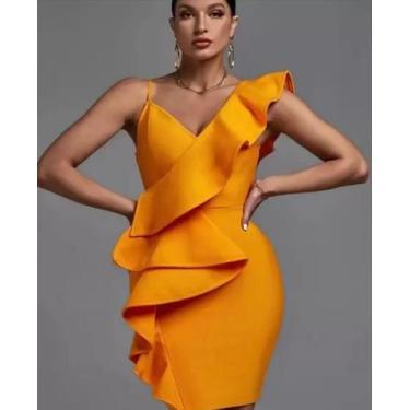Imagem de Vestido Longo Adulto Feminino RafaellaS, Dourado, G
