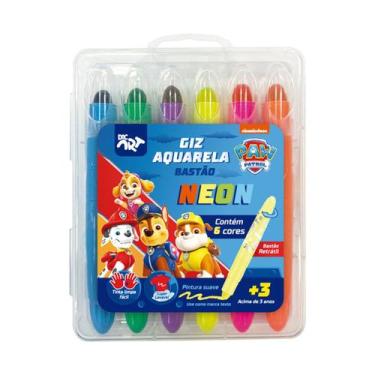 Imagem de Giz de Cera Retrátil Dac Aquarelável Neon Patrulha Canina 06 Cores