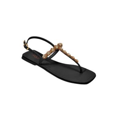 Imagem de Sandália Rasteira Zalya Feminino Adulto Delicada Fechada - Ref Z10052,