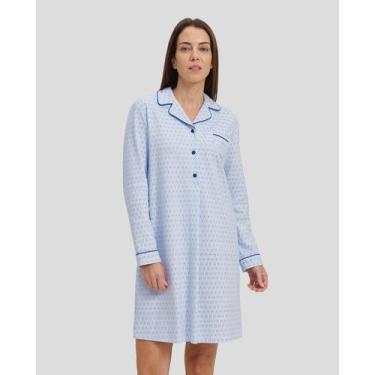 Imagem de Camisola Feminina Abotoada e Confortável Azul Celeste Lohe, Azul celes