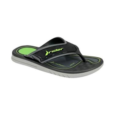 Imagem de Chinelo Rider R Plus Infantil 12453 Cinza/Preto/Verde, Cinza, Preto, 3