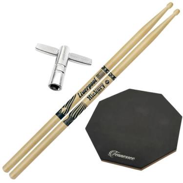 Imagem de Baquetas Liverpool 2B 5A 5B 7A American Hickory Kit Par Bateria + Pad 