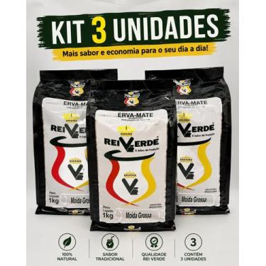 Imagem de Kit 3 Erva Mate Moída Grossa Rei Verde 1kg