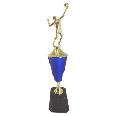 Imagem de Troféu de Vôlei Masculino Vitória Vencedor 502251 em Polímero Metalizado 47cm Dourado e Azul