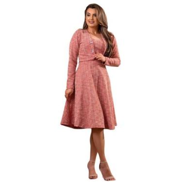 Imagem de Vestido Feminino Com Bolero Moda Evangelica Elegante Midi - Kqzyra, Ve