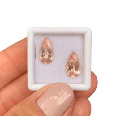Imagem de Morganita Peachy Gota Par 3,91ct - SP GEMAS