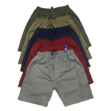 Imagem de Bermuda Tactel Reforçado Masculina Plus Size Bolso Cargo Elástico Extr