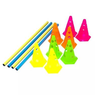 Imagem de Kit 8 Cones Com 4 Barreiras Funcional Circuito Agilidade Colorido - Zo
