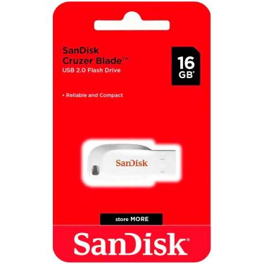 Imagem de Pendrive Sandisk Cruzer Blade Z50C 16GB USB 2.0 Design Compacto Branco