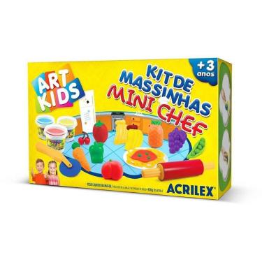 Imagem de Massa para Modelar Mini Chef Kit com Moldes de Frutas e Vegetais Criativa Art Kids Acrilex